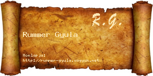 Rummer Gyula névjegykártya